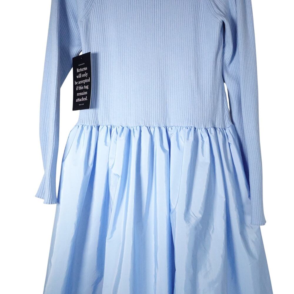 New Hyacinth House Mixed-Media Michaela Balloon Midi Dress Blue Women Plus XXL - Picture 12 of 13